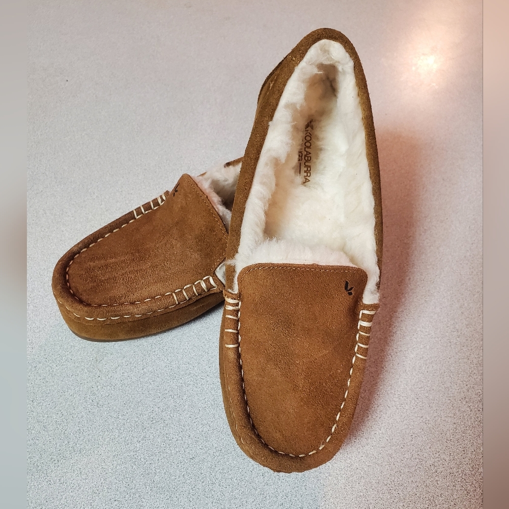 Uggs Koolabura NWOT Sheep Shearing Lined Brown Suede Leather Womens 6 Slippers